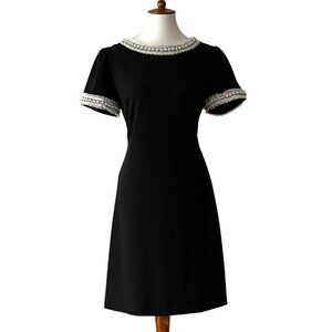 Vintage Dress 10 Black Betsey Johnson 60s Style Mod Retro Minimalist LBD Pearl